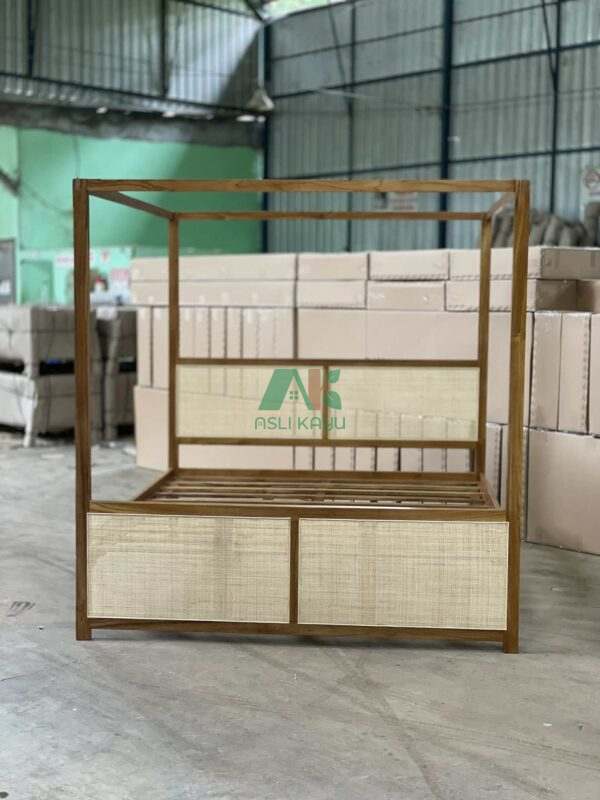 kanopi rattan bedframe tempat tidur kanopi rotan