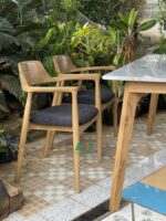 AKDN19-MEJA MAKAN MARMER 2 KURSI DAN BENCH