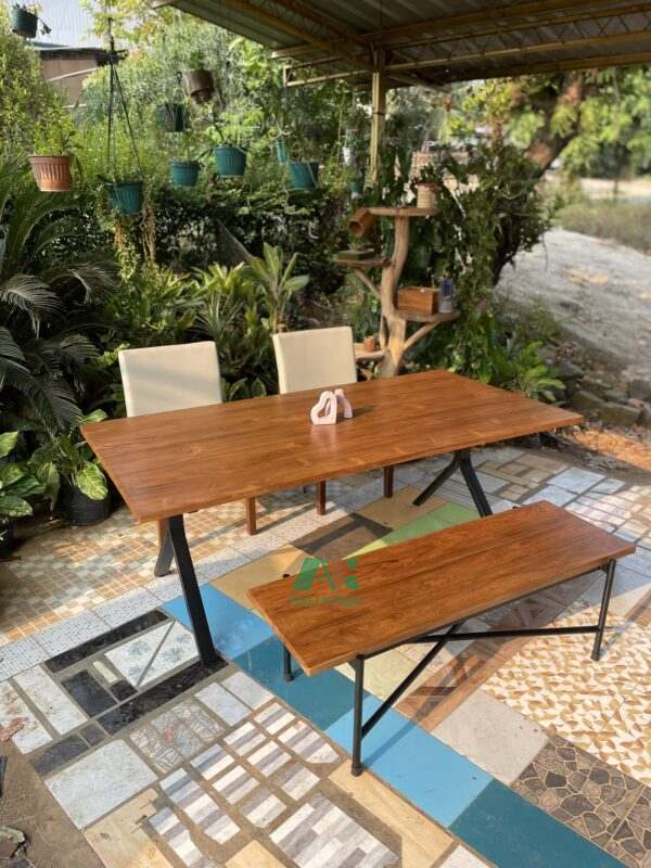 AKDN18-MEJA MAKAN SOLID 2 KURSI DAN BENCH