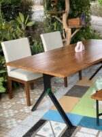 AKDN18-MEJA MAKAN SOLID 2 KURSI DAN BENCH